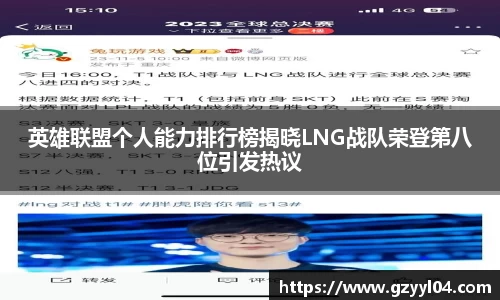 英雄联盟个人能力排行榜揭晓LNG战队荣登第八位引发热议
