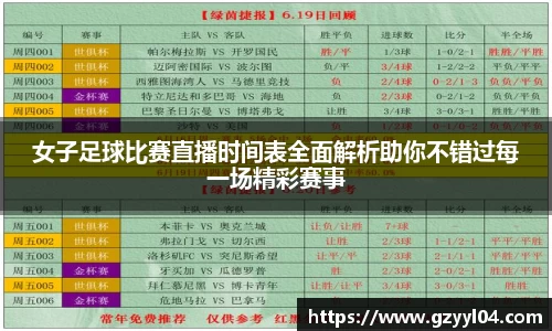 女子足球比赛直播时间表全面解析助你不错过每一场精彩赛事